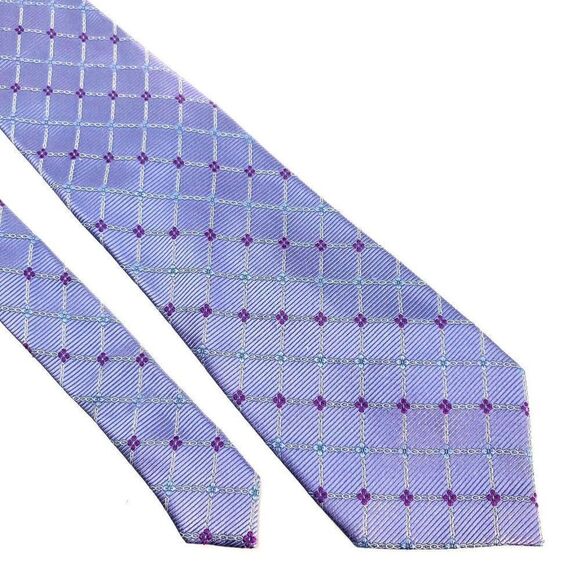 George Silk Tie Purple Woven Wide - Picture 1 of 6